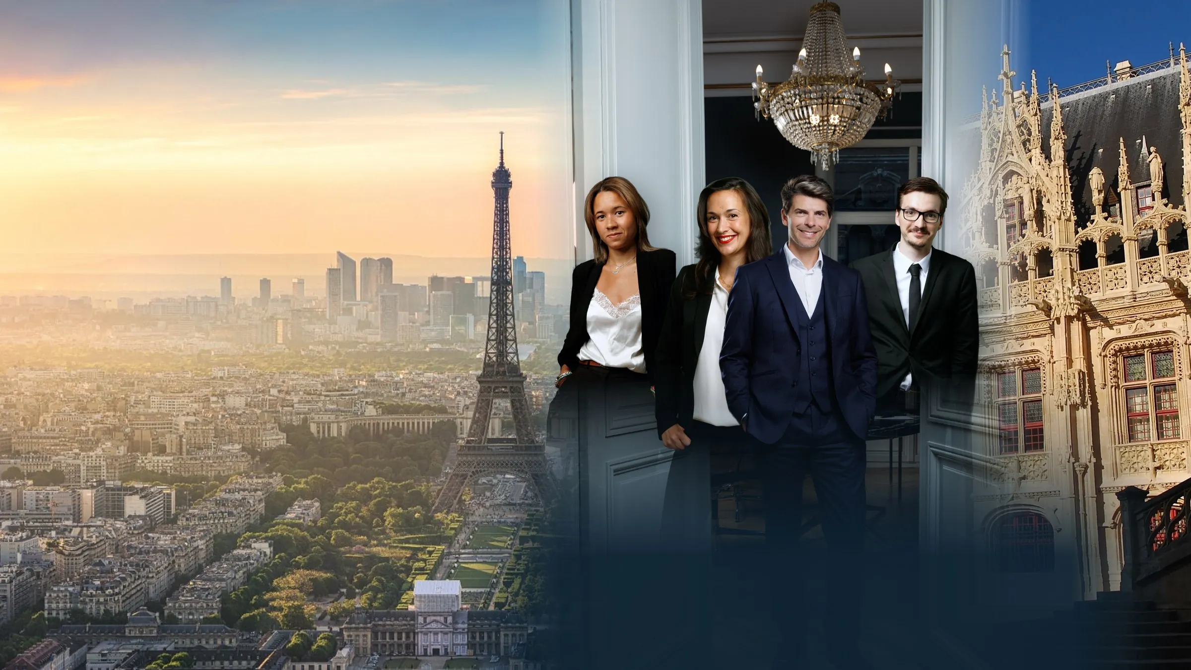 The firm’s partners, Pauline Lyncée, Aurélie Bloquet, Franck Gomond and Pierre Mortier, between Paris and Rouen
